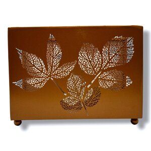 Yankee Candle Double Candle Copper Color Holder Leaf Cutout Design